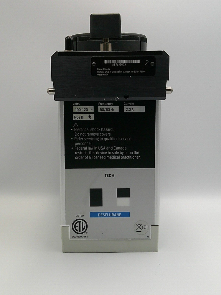 Datex Ohmeda Tec 6 Plus Vaporizer - Clean & Fully Functional! s/n850150DK