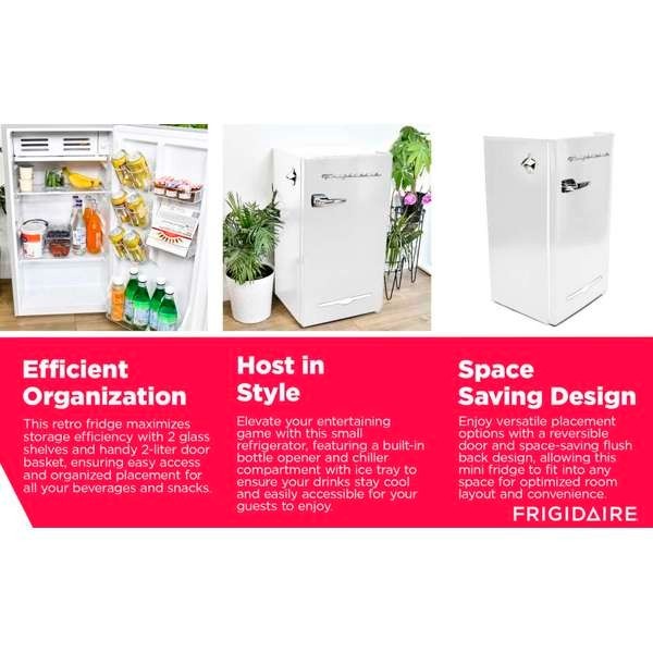 Frigidaire, 3.2 Cu. Ft. Retro Compact Refrigerator, Built-In Side Bottle Opener