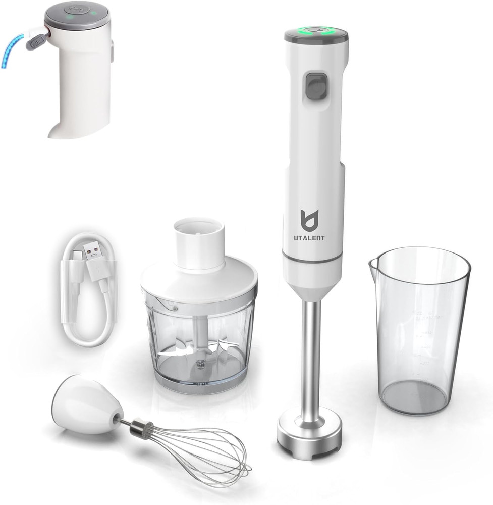 Cordless Hand Blender, Variable Speed Immersion Blender Rechargeable, with 500M