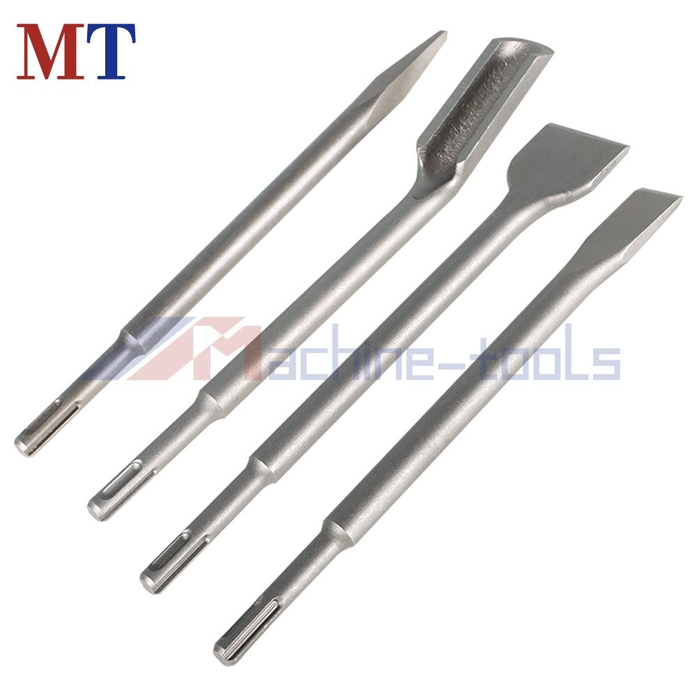 4 × Flat Chisel Grooving Chisel & Point Chisel Durable SDS Plus Chisel Bits