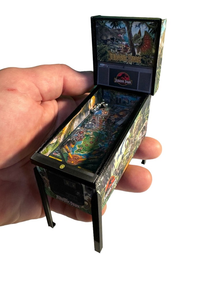 Miniature Replica "Jurassic Park” Pinball Machine Scale Model, Keepsake, Trophy
