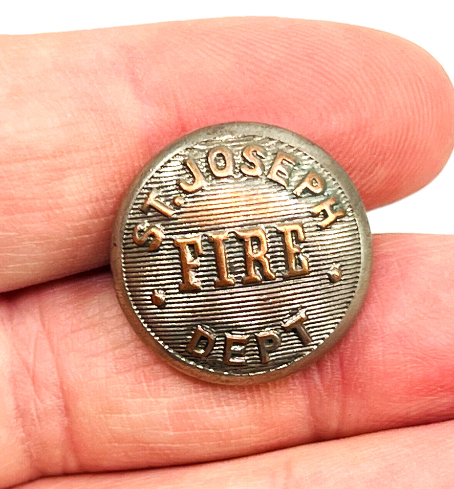 Antique St Joseph MO Fire Department FD Uniform Hat Jacket Button