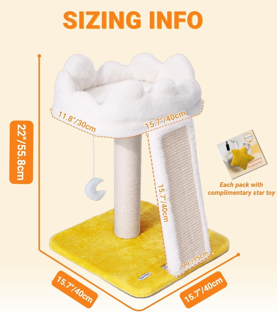 New Cloud Cat Tree Tower Cat Scratching Post W/ Bed Small Cat Tree Compact Cat