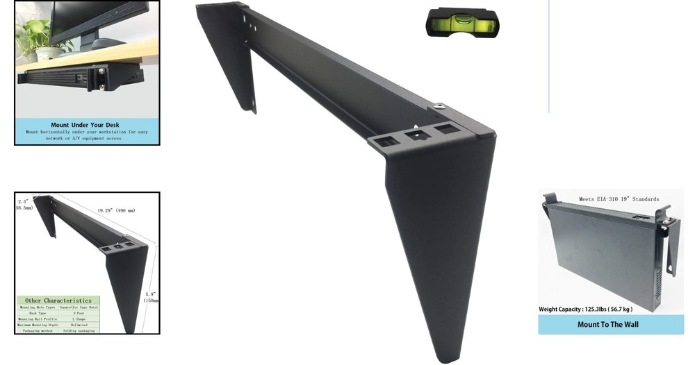 Versatile 1U Wall Mount Patch Panel - Up to 125lbs Capacity, Easy Installation