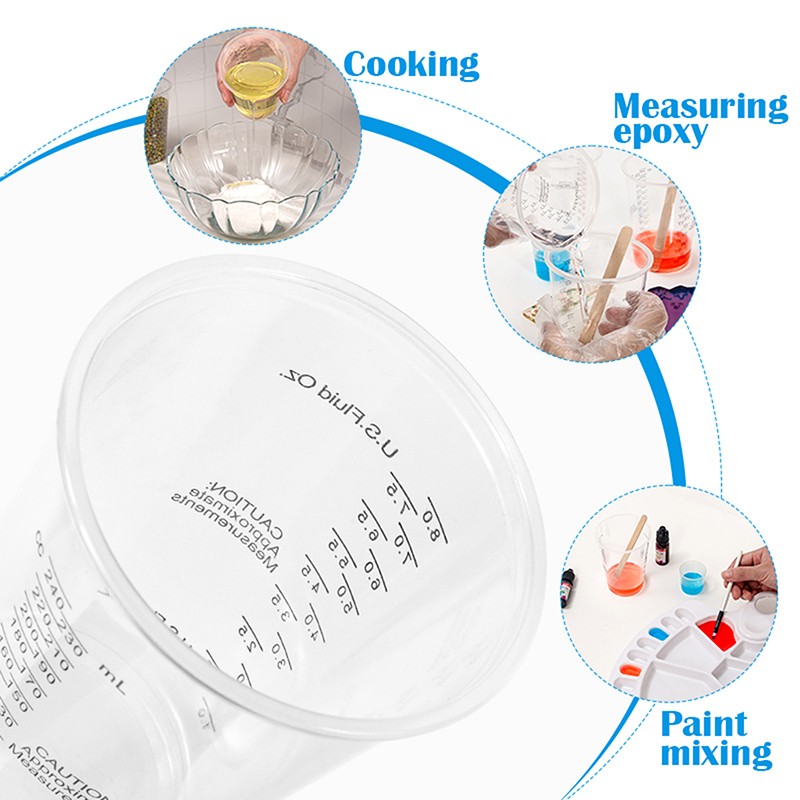 10Pcs 8OZ Disposable Plastic Measuring Cups For Precise Resin Paint Mixing Cups