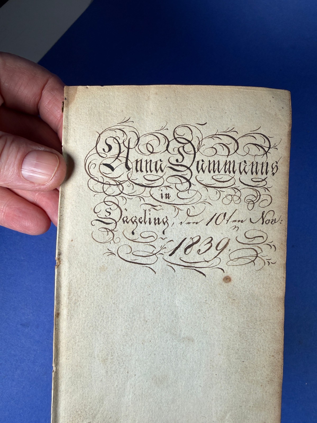 1839 GEORGIAN ANTIQUE HANDWRITTEN BOOK PAGE PENMANSHIP FOLK ART CALLIGRAPHY CARD