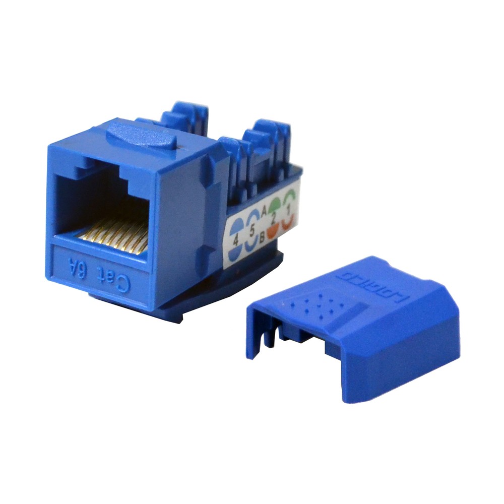 Keystone Jack Cat6a Blue Network Ethernet 110 Punchdown 8P8C - 1 - 1 - 1