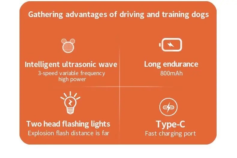Rechargeable Ultrasonic Dog Bark Control Training Repeller LED Flashlight 🐕
