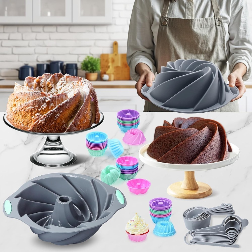 72 Pieces Silicone Bakeware Set, Nonstick Baking Pans Set, Easy Release Oven ...