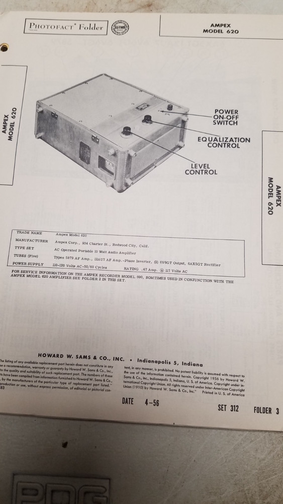 Sams Photofact Set 312 4/56 Complete set (D)