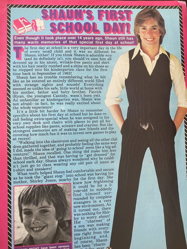 Shaun Cassidy, Full Page Vintage Clipping
