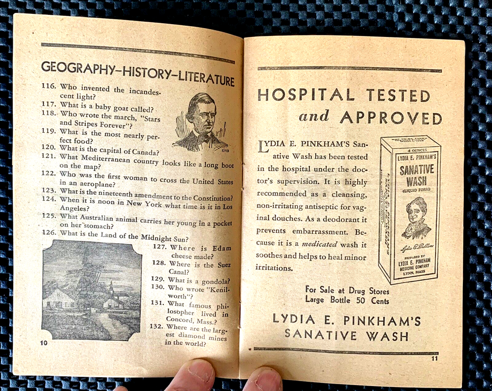 THREE HUNDRED BRAIN TEASERS LYDIA E. PINKHAM'S DEPENDABLE PRODUCTS BOOKLET
