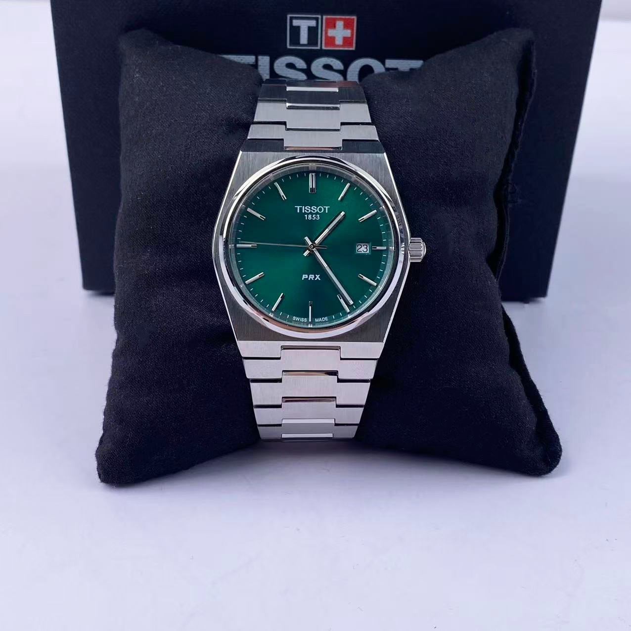 Tissot PRX Green Dial Men's Quartz Watch Stainless Steel 40mm T137.410.11.091.00