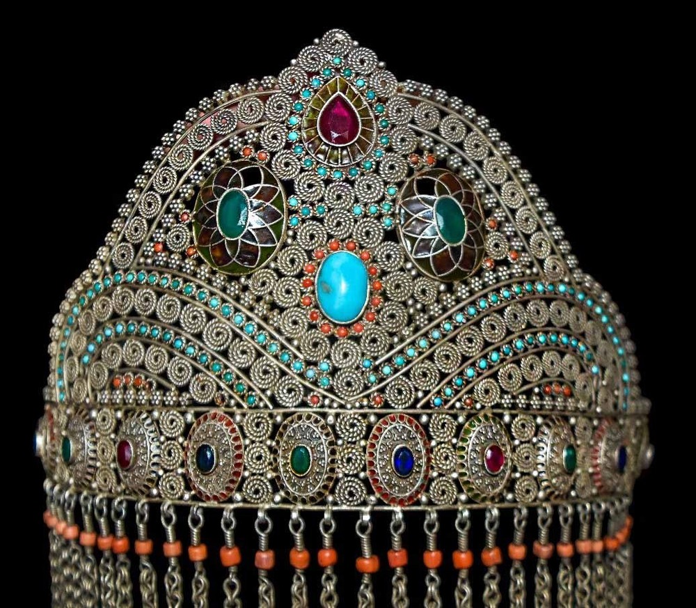 Exquisite Bukhara Persian Solid Silver Tiara with Stone work Islamic Eastern