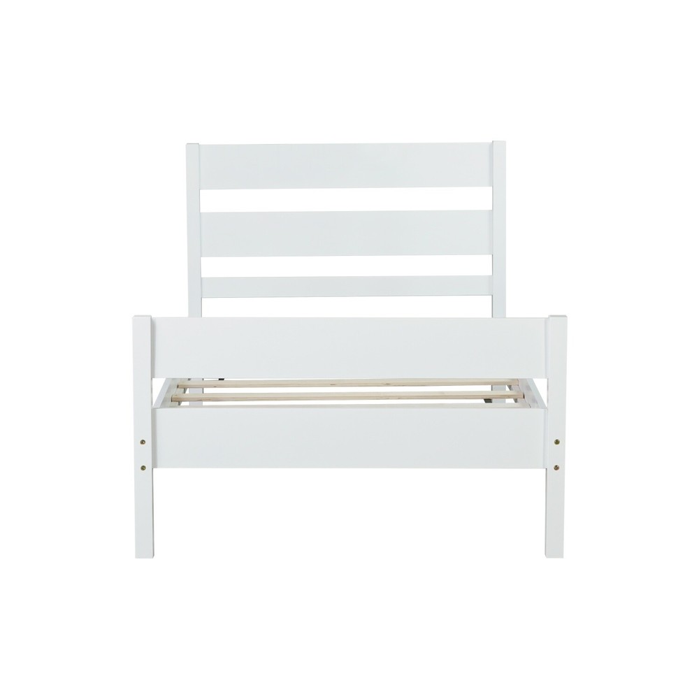 Twin Size Bed Frame Wooden Platform Bed Frame with Headboard White/Espresso