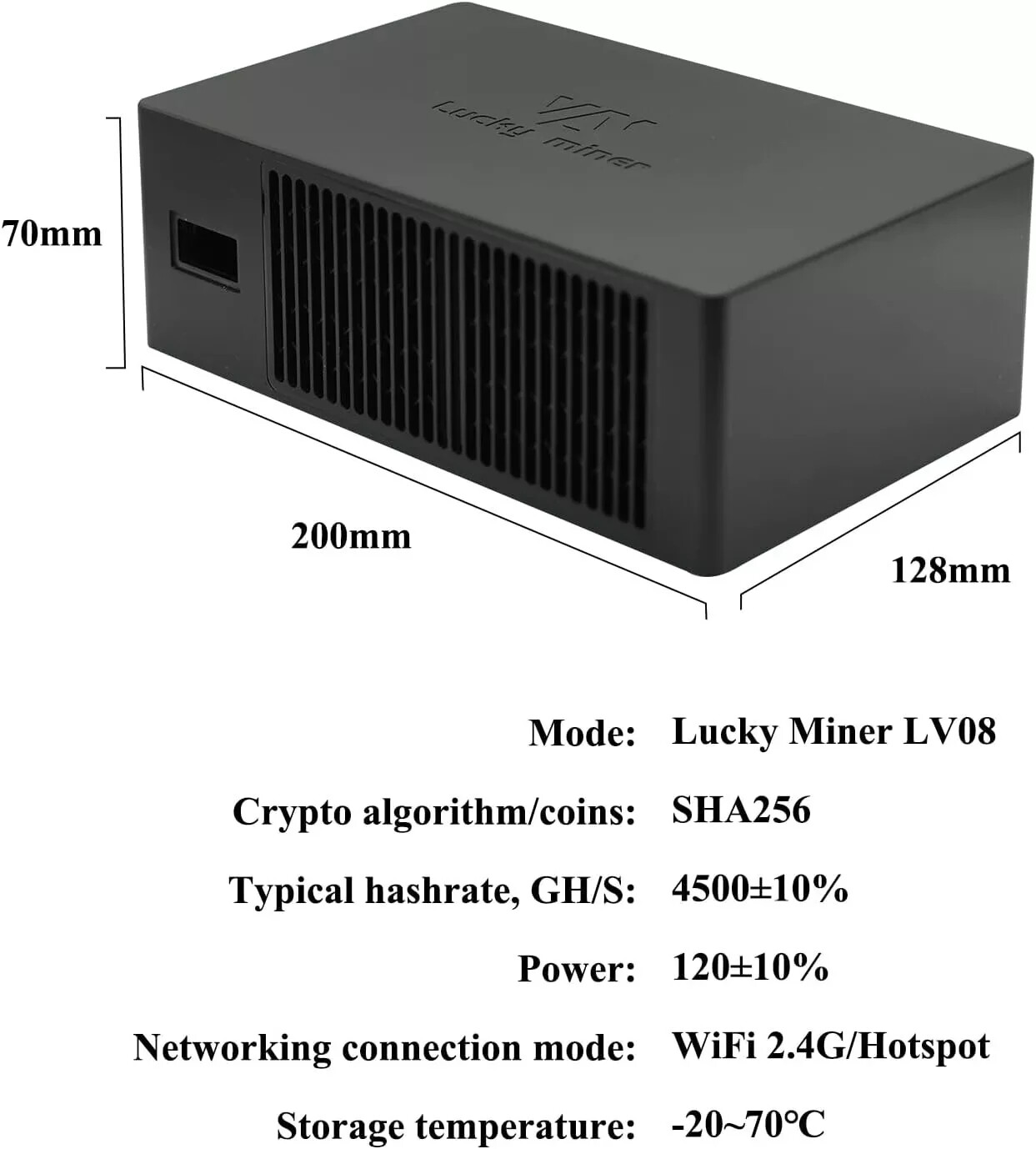 Lucky Miner LV08 4.5Th/S SHA-256 Bitcoin BTC WIFI Miner Solo Mining Lotto Device