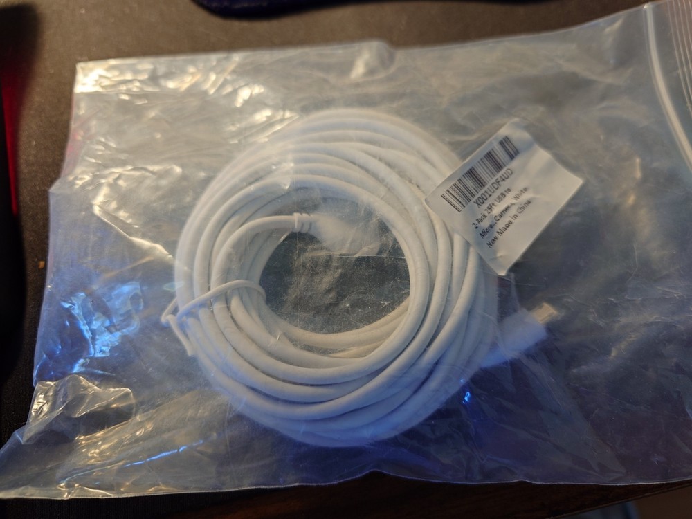 25ft USB to Micro B Power Cable White - Dash Cam, Security Cam, Ring Wyze