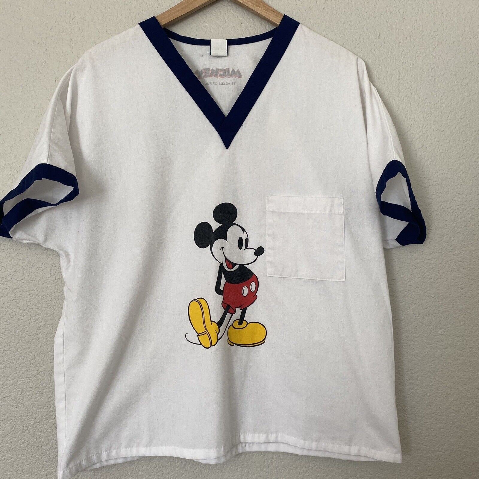 Disney 75 Years Of Fun Mickey Mouse Scrub Top *Rare* Size M
