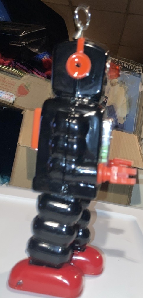 HIGH WHEEL ROBOT BLACK VERSION MECHANICAL WIND UP TIN ROBOT MINT