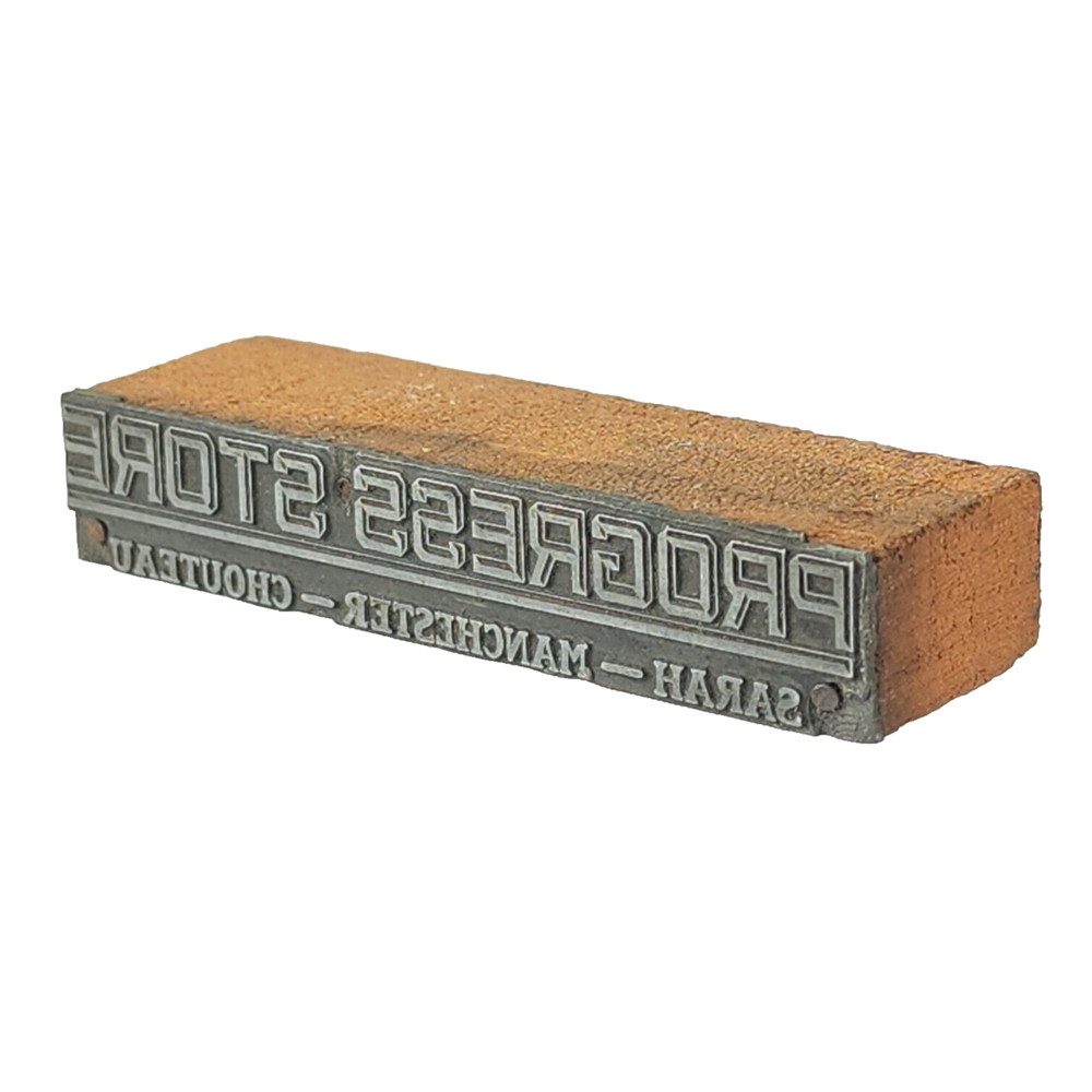 Vintage Printing Block Letterpress Printers Plate Progress Store St. Louis MO