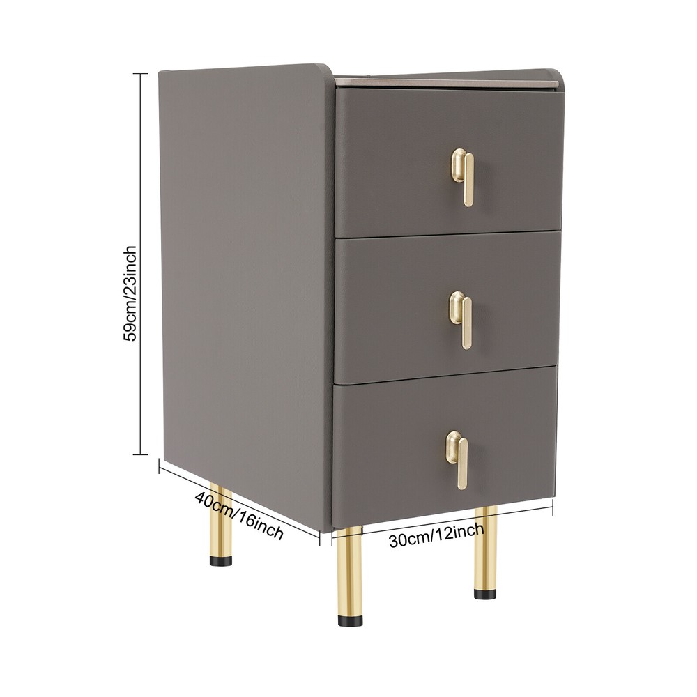 Three-Layer Bedside Cabinet with Drawers, Space-Saving Nightstand