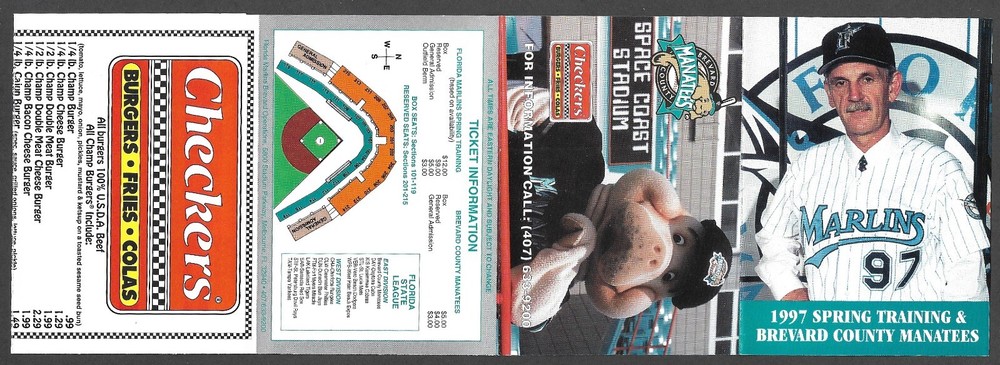1997 MARLINS Spring & BREVARD MANATEES Regular Season  POCKET SCHEDULE  NM-MINT
