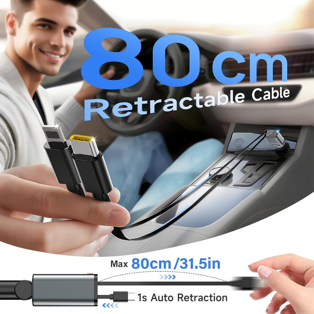 SEANCHEER Car Bluetooth Adapter & Car Charger USB C, 69W Cigarette Lighter Adapt