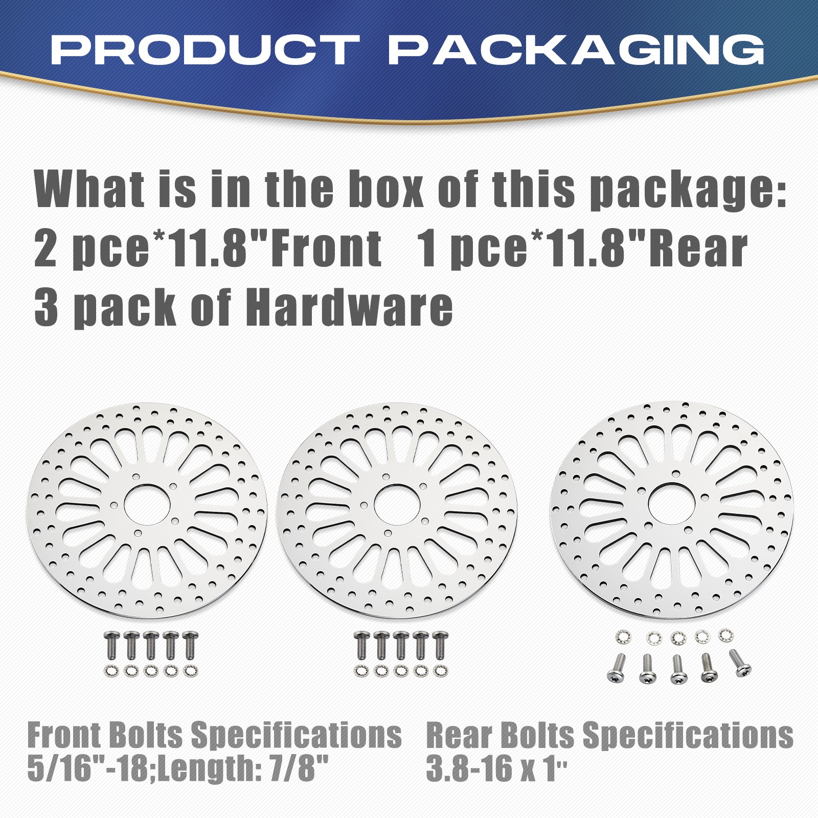 11.8"Brake Rotors 2*Front +1*Rear Polished For Harley Harley Davidson Touring