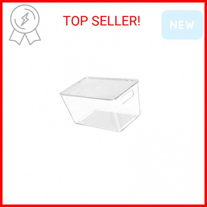 Vtopmart 1 Pack Clear Stackable Storage Bins with Lids, Medium Plastic Container