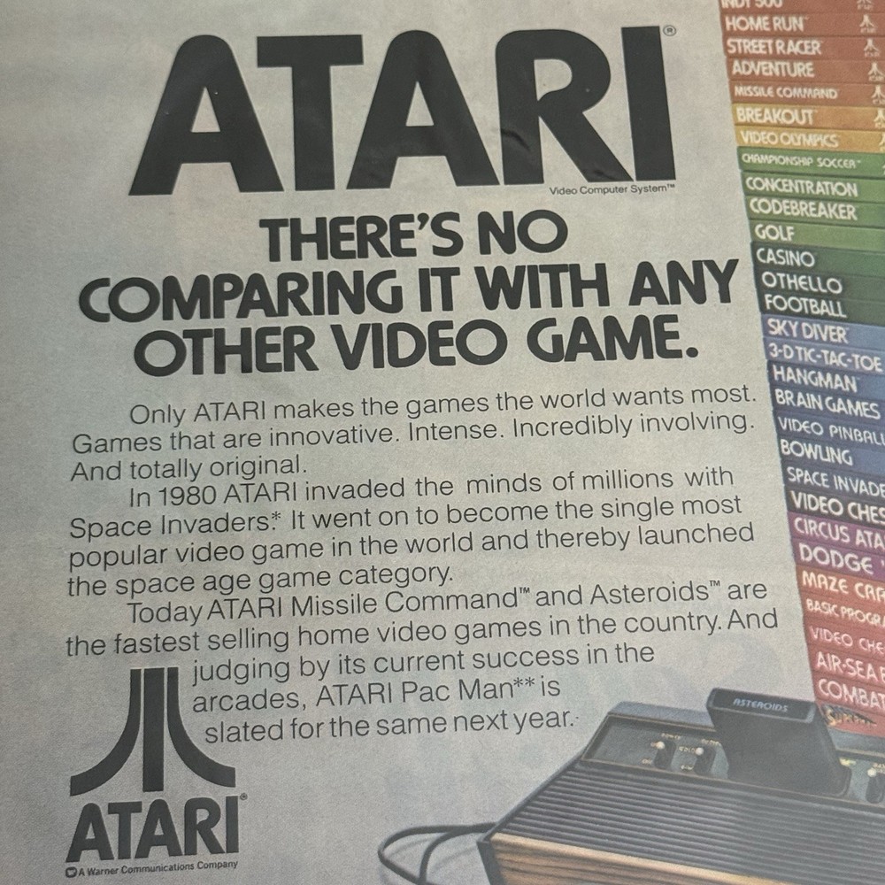Vintage | Atari Home Video Game System | Advertisement | 1981 | 8 x 10 |