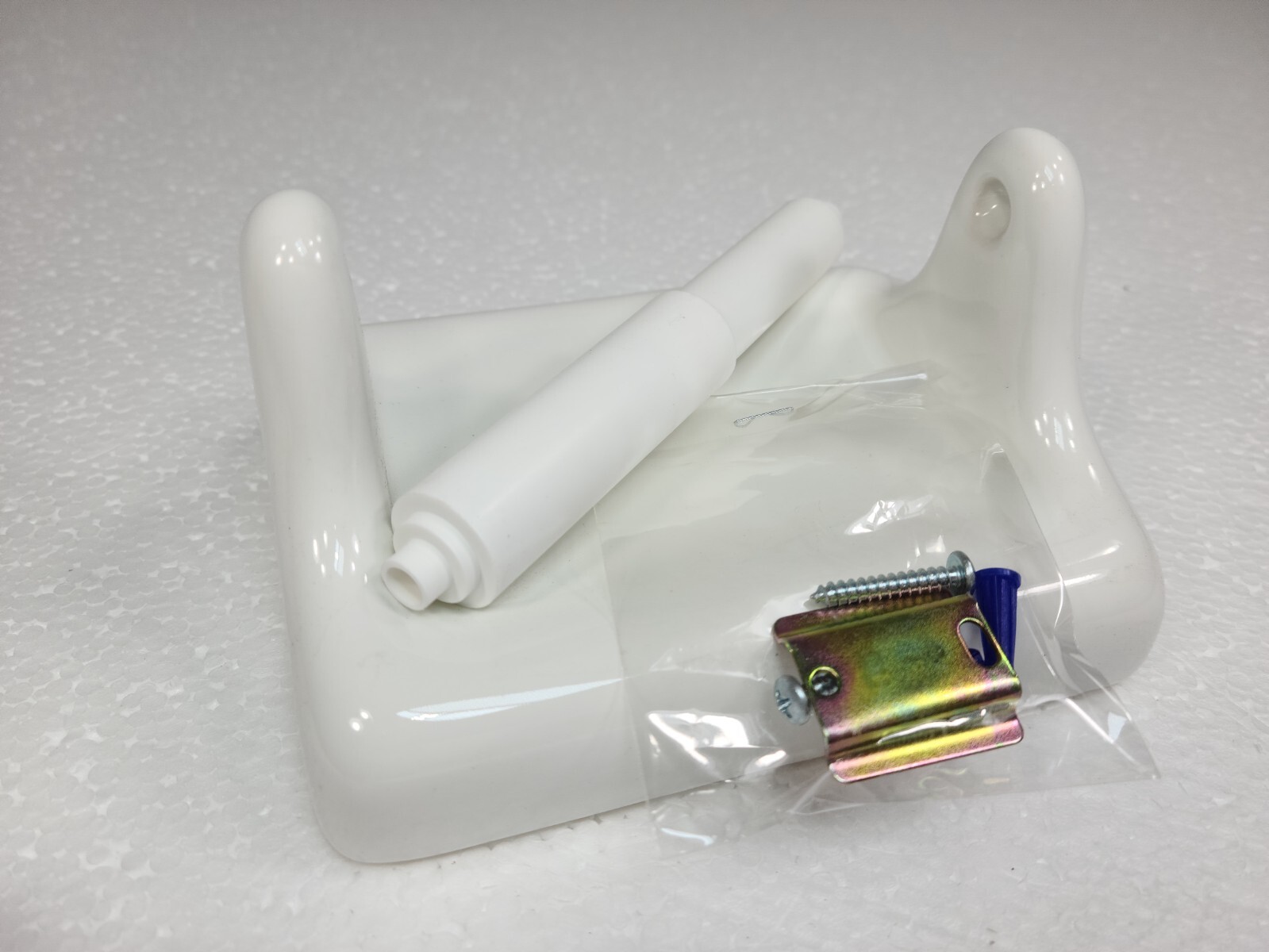 Vintage White Ceramic TP Toilet Paper Holder Screw in Drywall Mid Century Modern