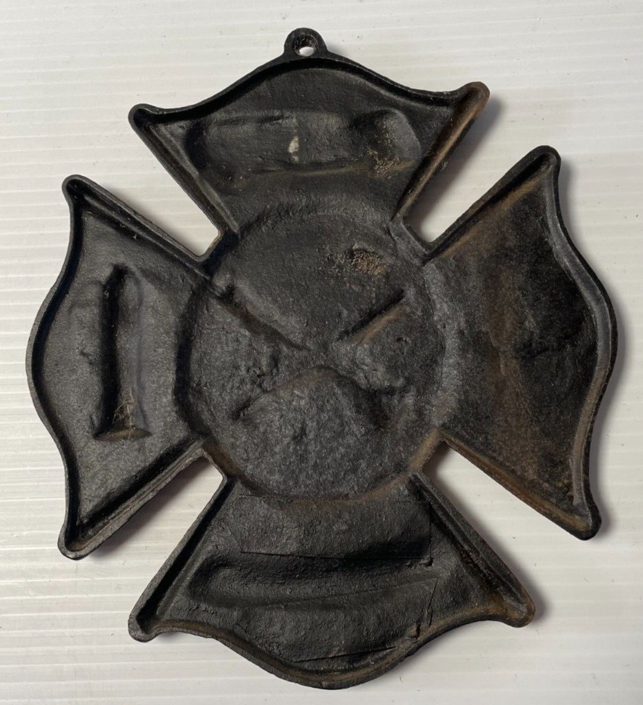 Firefighter Fireman Rescue Cast Iron Sign Plaque Fire Chief Rustic 2+LBS