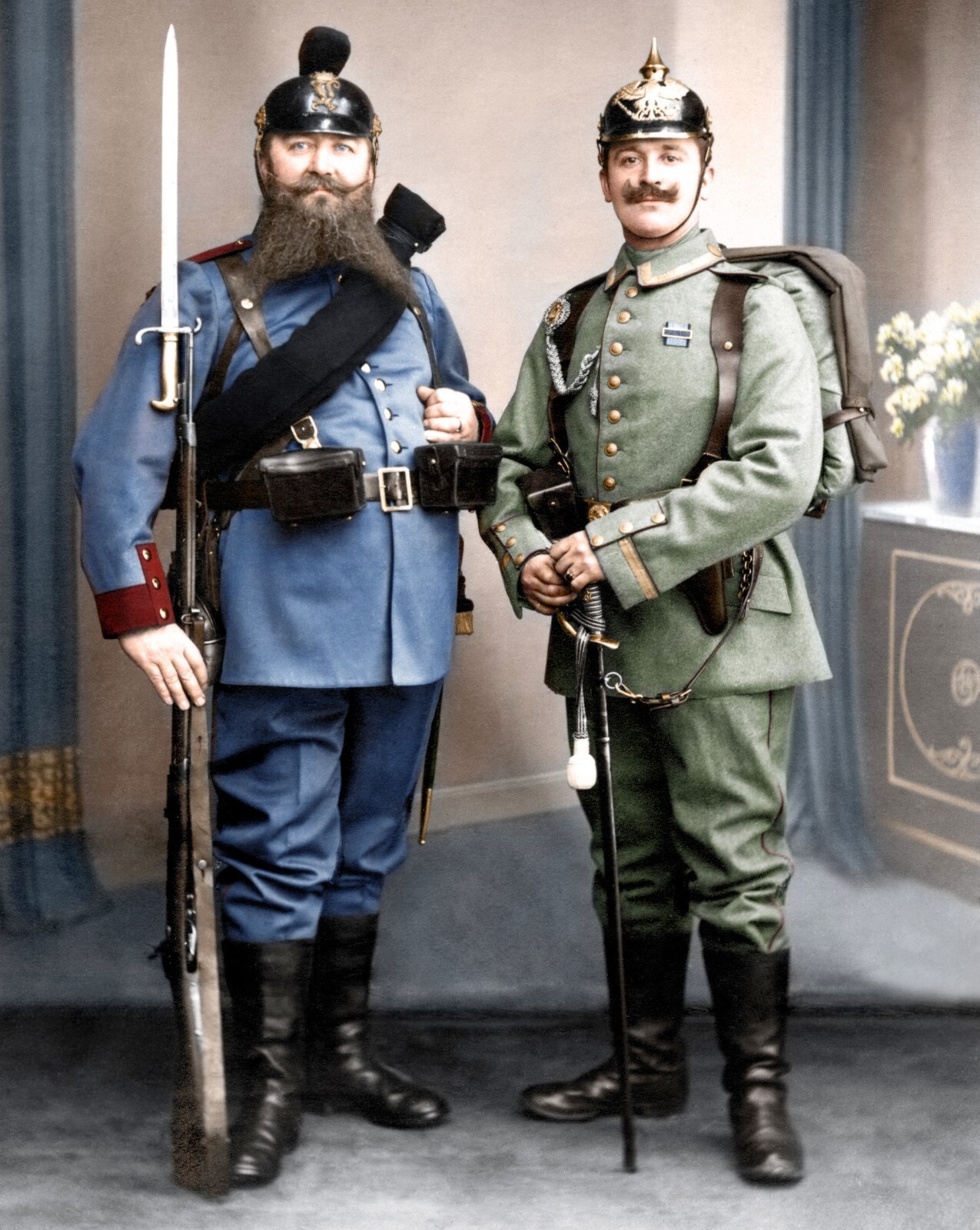 Bavarian grandfather & Prussian grandson Color World War I 8x10 WWI WW1 Photo 84