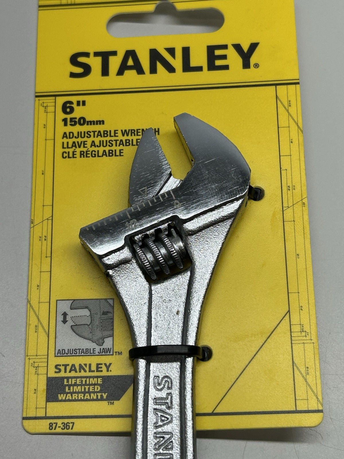 Stanley Hand Tools 6 inch / 150mm Adjustable Wrench 87-367 - New Carded