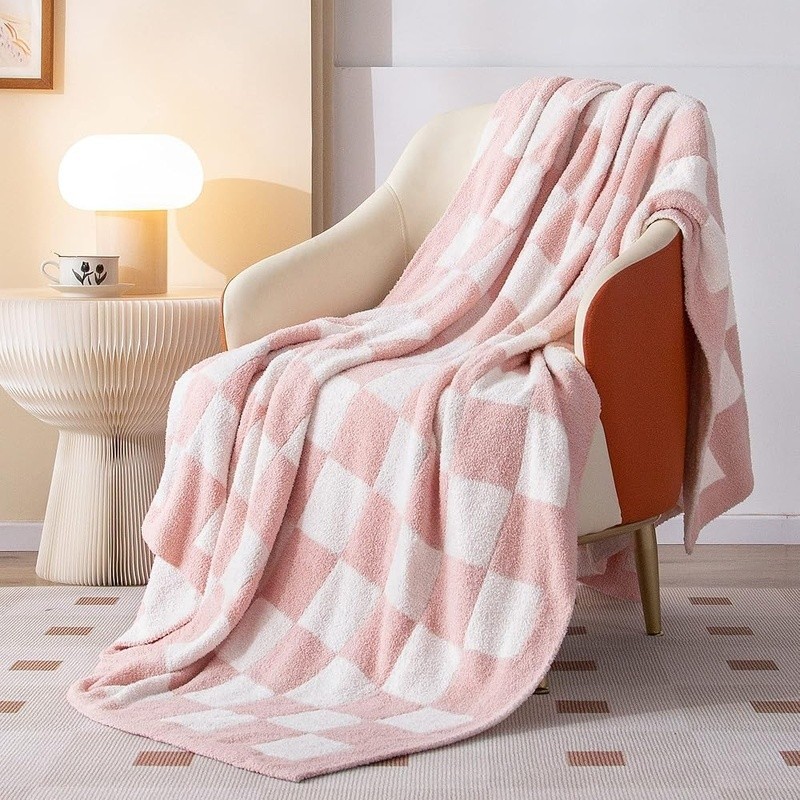 Cozy Reversible Checkered Throw Blanket Soft Microfiber Multi Use Gift Idea