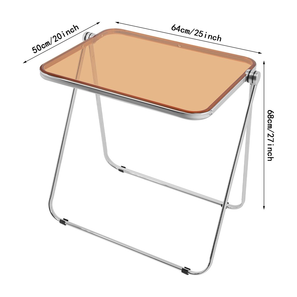 Clear Foldable Side Table Tiny Desk For Home Office Small Indoor Computer Desk