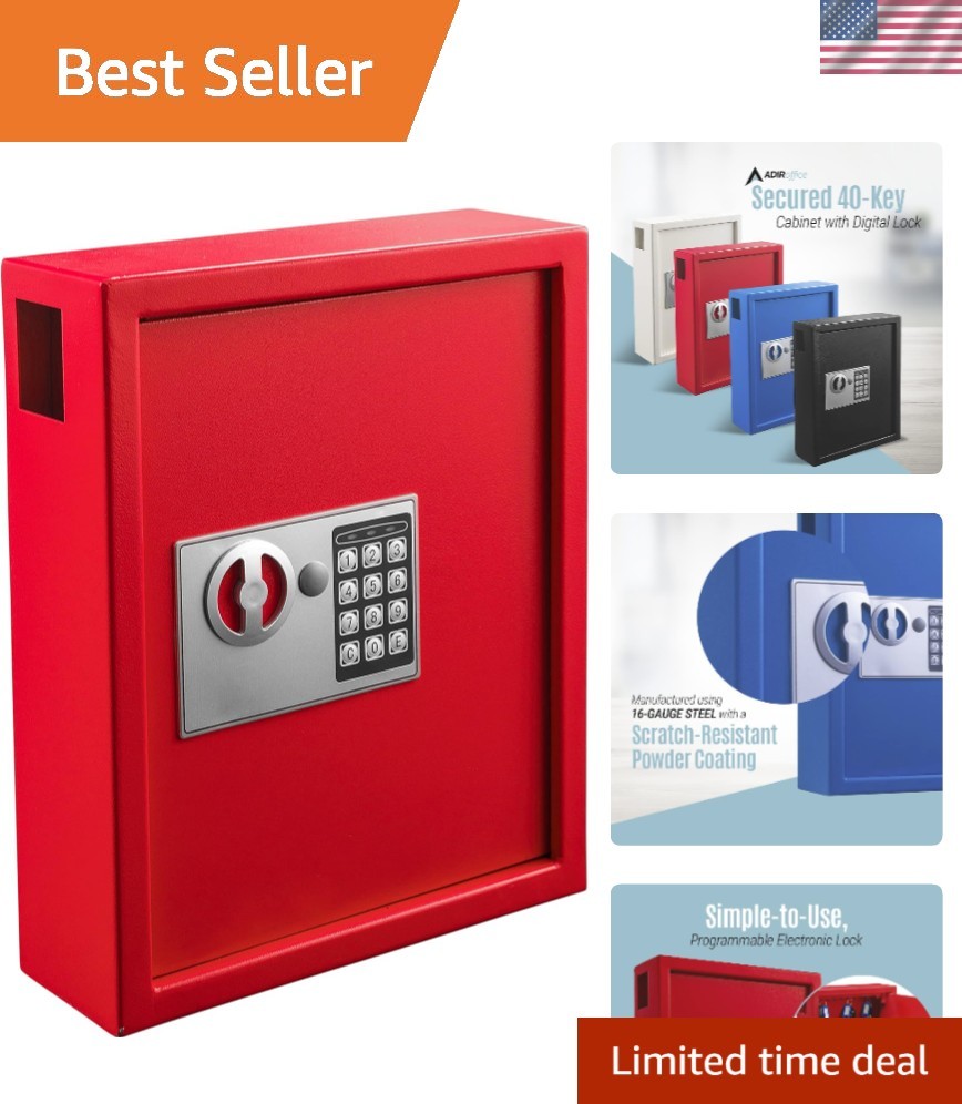 Key Holder Wall Mount - 40-keys Lock Box with Code, Key Cabinet Wall Mount, V...