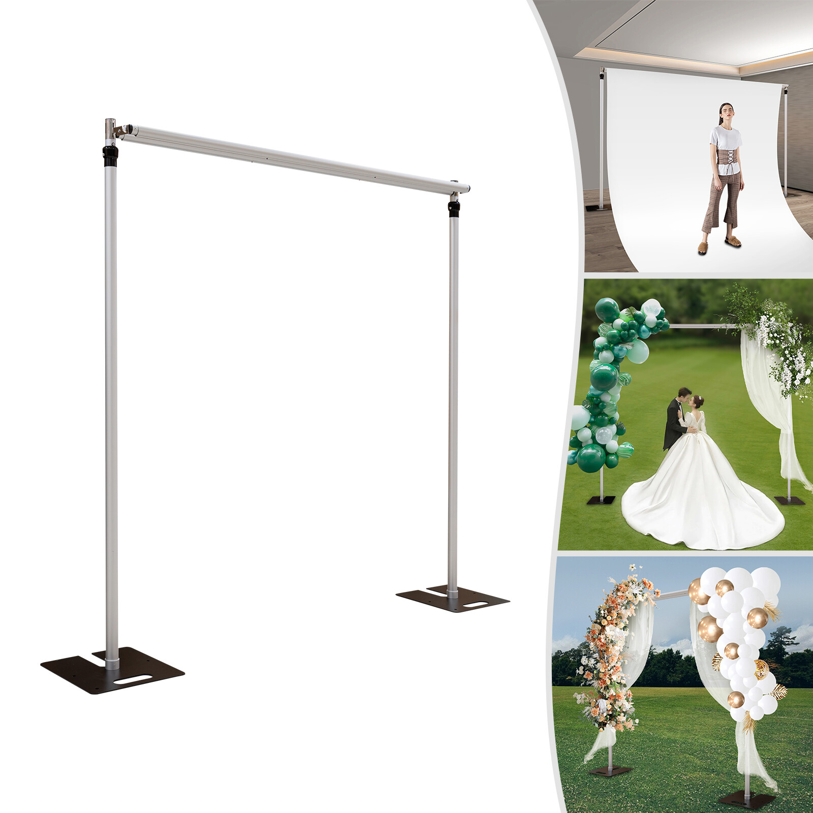 DOUBLE CROSS BAR ADJUSTABLE QUICK BACKDROP KIT 10 FT x 10 FT PIPE WITHOUT DRAPE