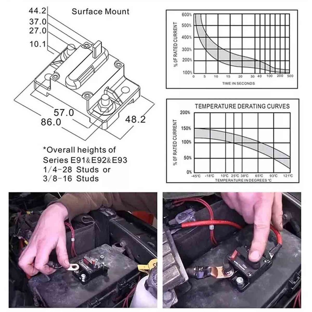 Two 30 amp circuit breakers for easy installation on trolling trailer vehicles