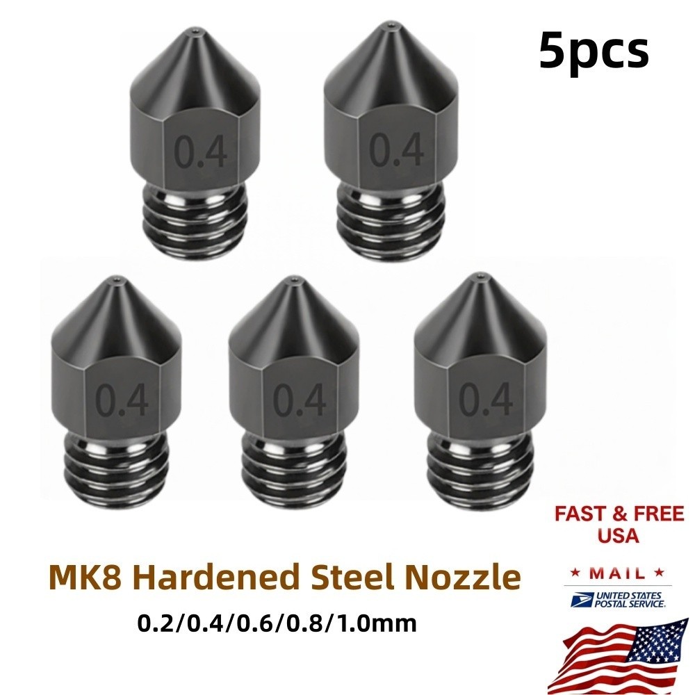 5pcs MK8 Hardened Steel Nozzle for Ender 3/Ender-3 Pro/Ender-3 S1 /CR-10 Series