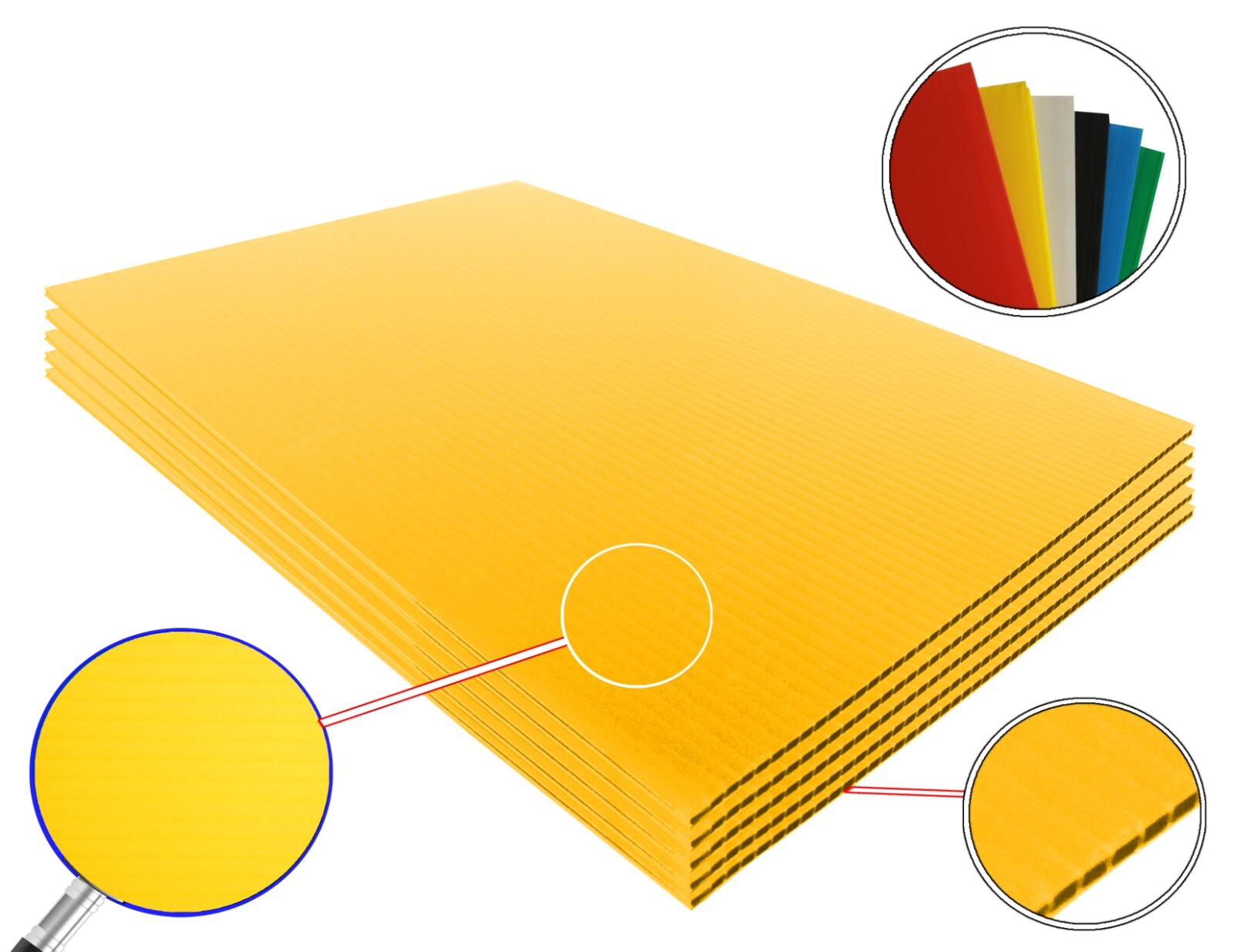 4mm Corrugated Yellow Plastic Sheets 18x24 24x36 24x48 36x36 Coroplast Sign SALE