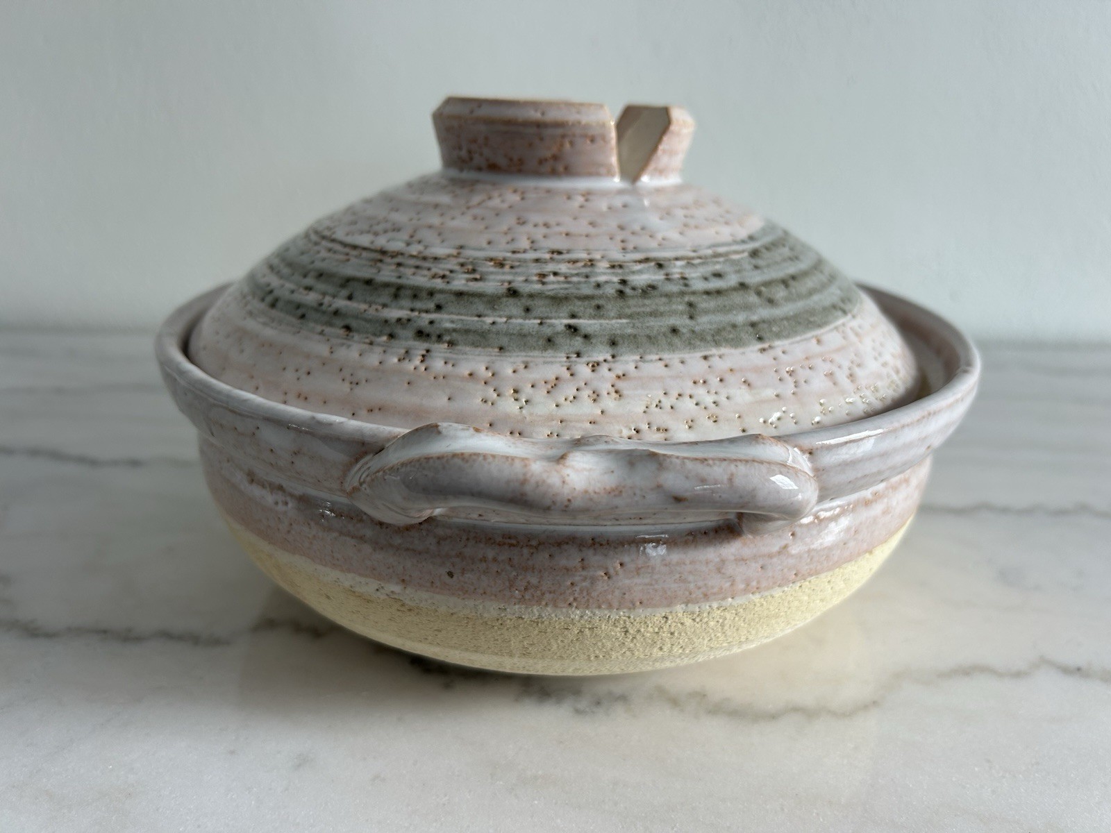 Large Vintage Japanese Banko Shino Ware Donabe Clay Earthenware Pot