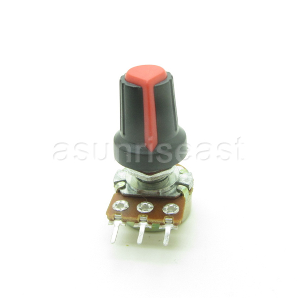 10 X 50K Ohm Linear Taper Potentiometer B50K Panel Pot + Red Black Knob Cap