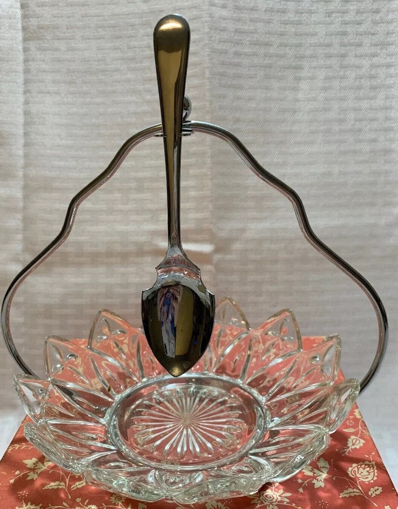 VINTAGE MADE IN ENGLAND - Server.  Chrome Plated / Glass