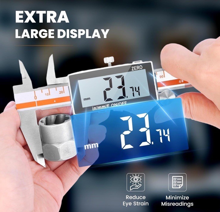 Digital Caliper, Caliper Measuring Tool with Backlight LCD Scree...