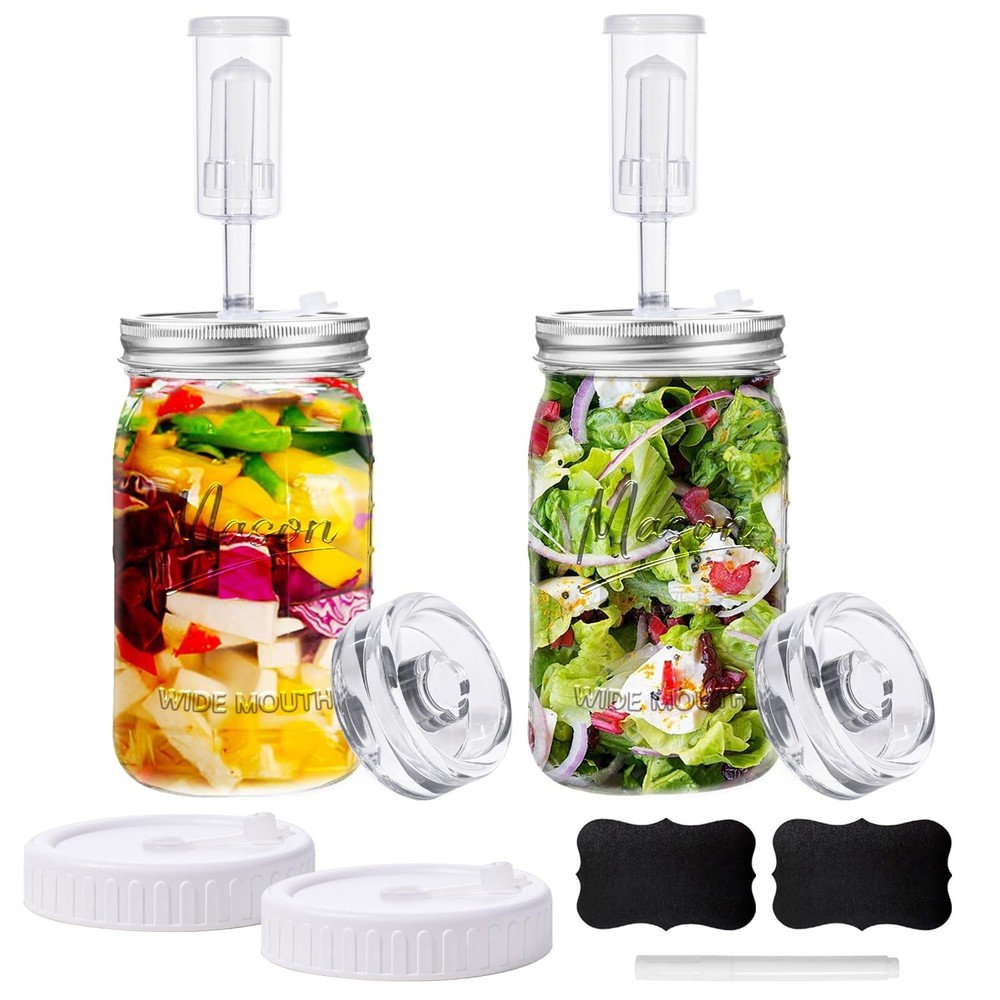 32 oz Fermentation Jar,2 Pack Fermentation kit with Fermenting Weights and Ai...