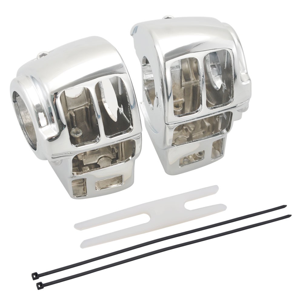 Chrome Switch Housing Cover Kit durable For Harley Softail Heritage Classic Dyna