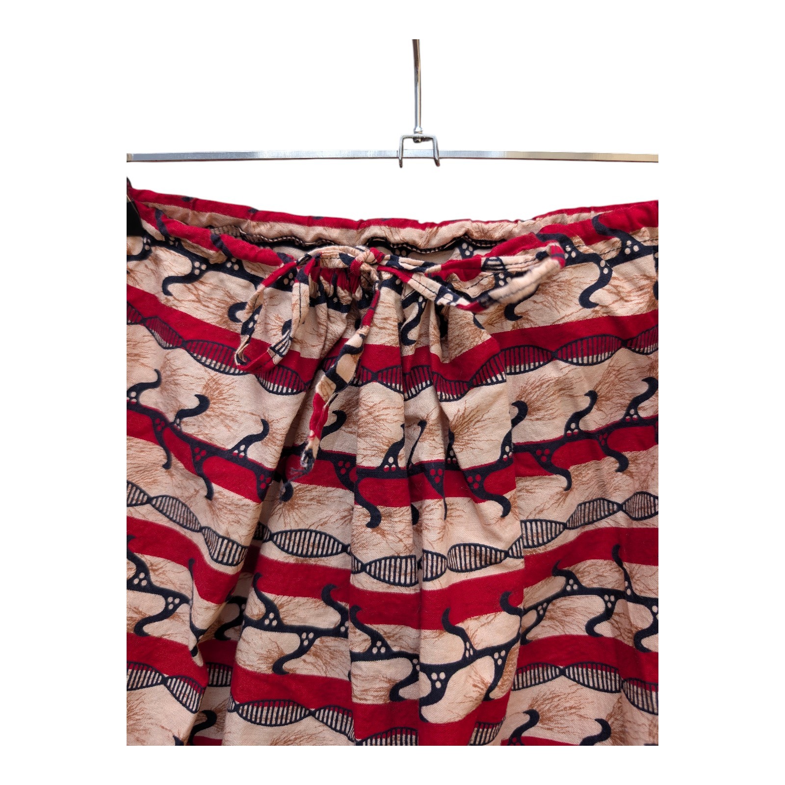 Handmade Maxi Skirt African Print Drawstring Waist Mudcloth Size M / L