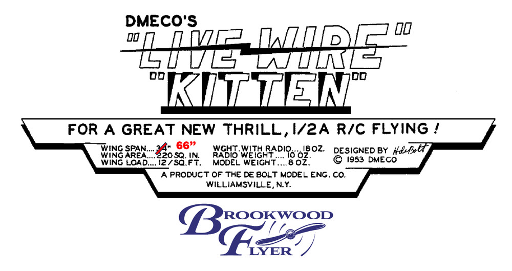deBolt Live Wire KITTEN PLAN ENLARGED To 66" Span + RC UPDATE ARTICLE