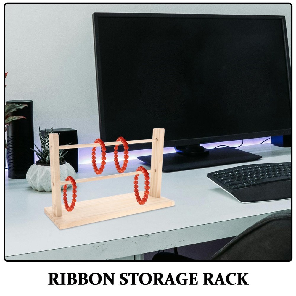 Solid Wood Ribbon Storage Rack Portable Organizer Display Holder